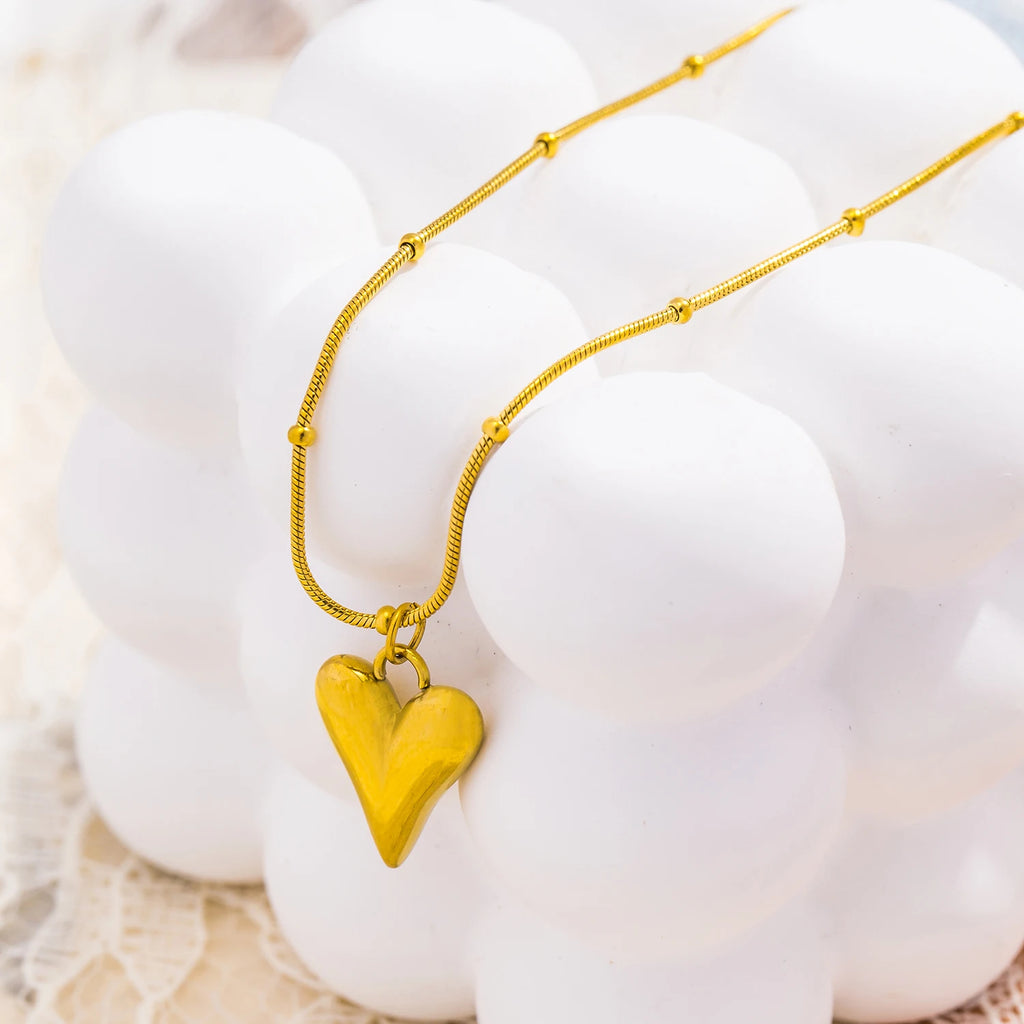 Collier pendentif en forme de cœur bijou plaqué or 18 carats