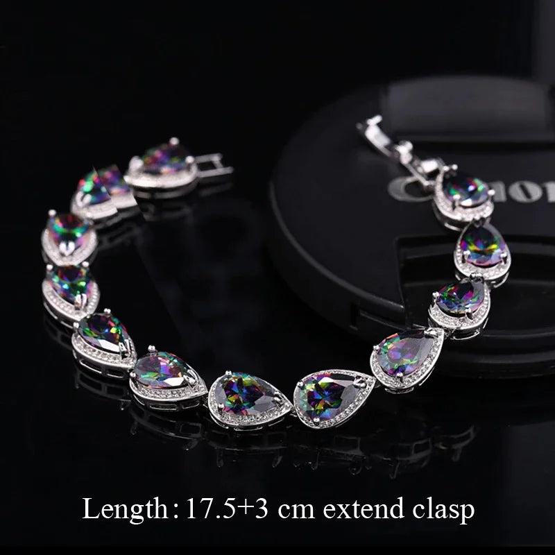 Bracelets Fashion de soirée, bijoux avec pierres en cristal CZ arc-en-ciel