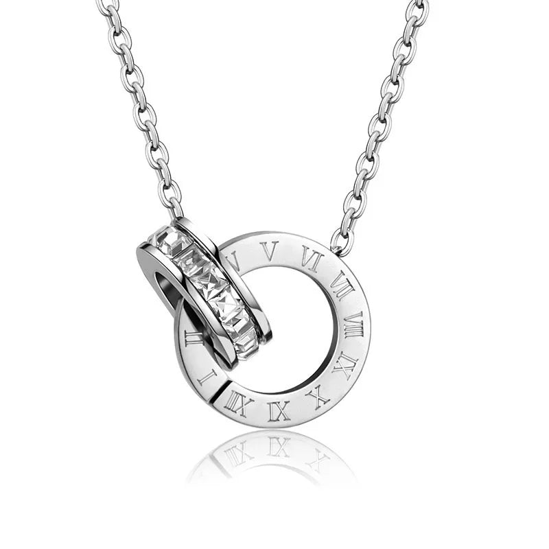 Collier pour femme en plaqué argent et plaqué or 18 carats, chiffres romains