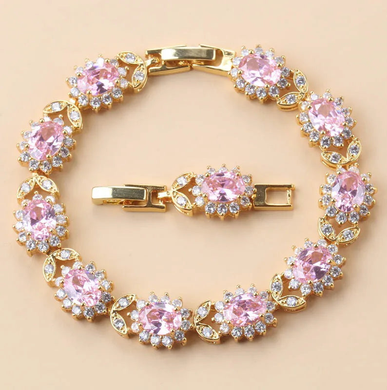 Bracelet Bangle 12 couleurs, Bijoux plaqué Or 18K avec pierre bleue, Longueur réglable