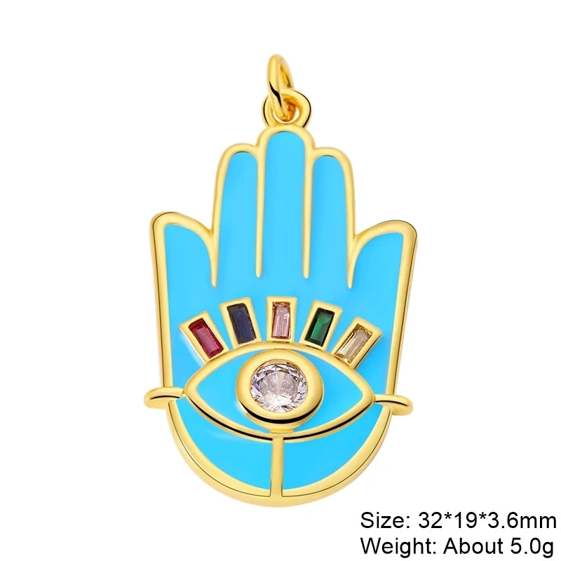 Charms ronds œil du mal turcs et grecs en coquillage d'opale plaqués or 18K