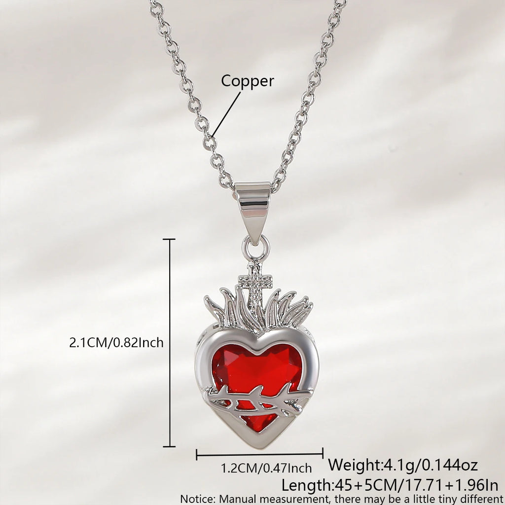 Collier Croix du Sacré-Cœur de Jésus plaqué or 18K