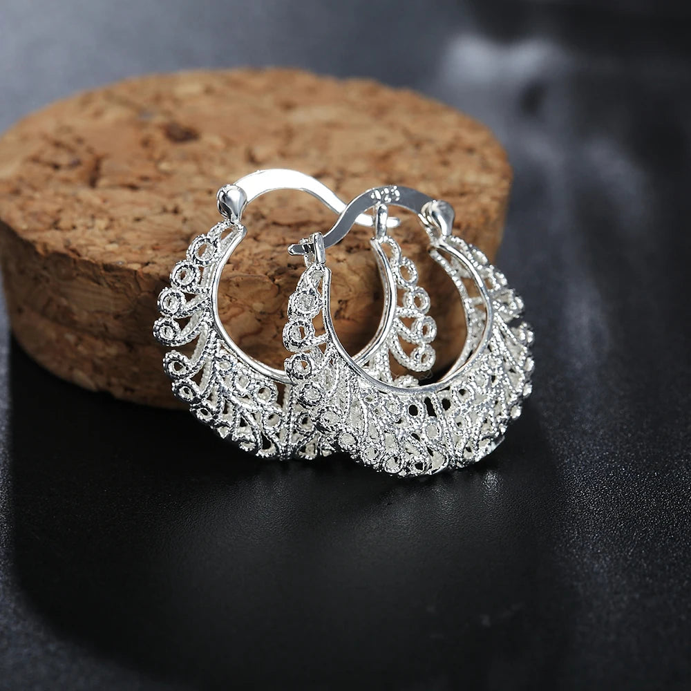 Boucles d'oreilles créoles en argent sterling 925, Trendy