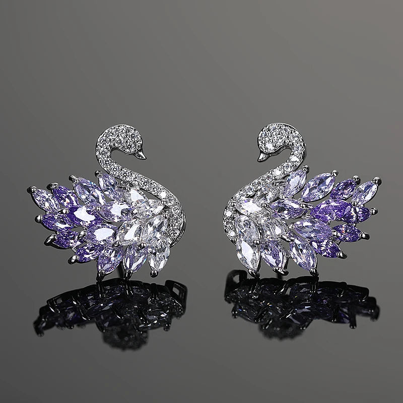 Boucles d'oreilles couleur forme cygne