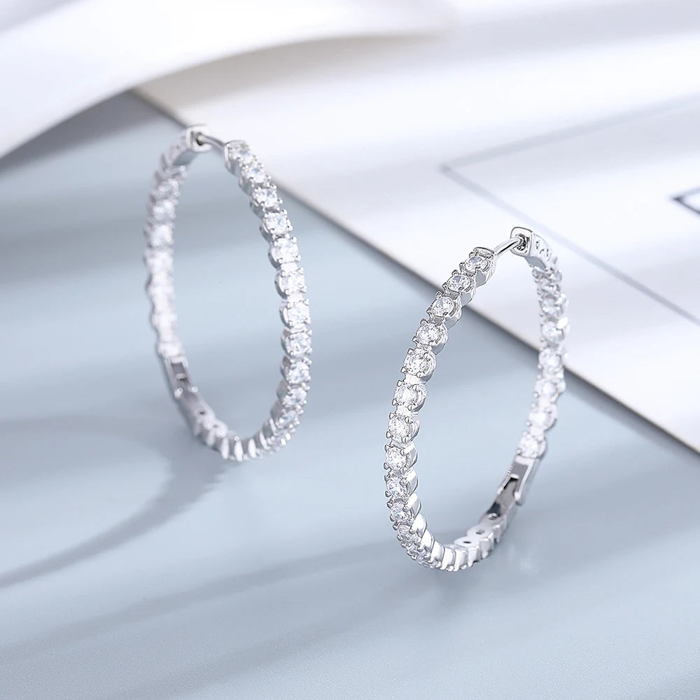 Boucles d'oreilles créoles grandes rondes 39 mm en argent Sterling 925