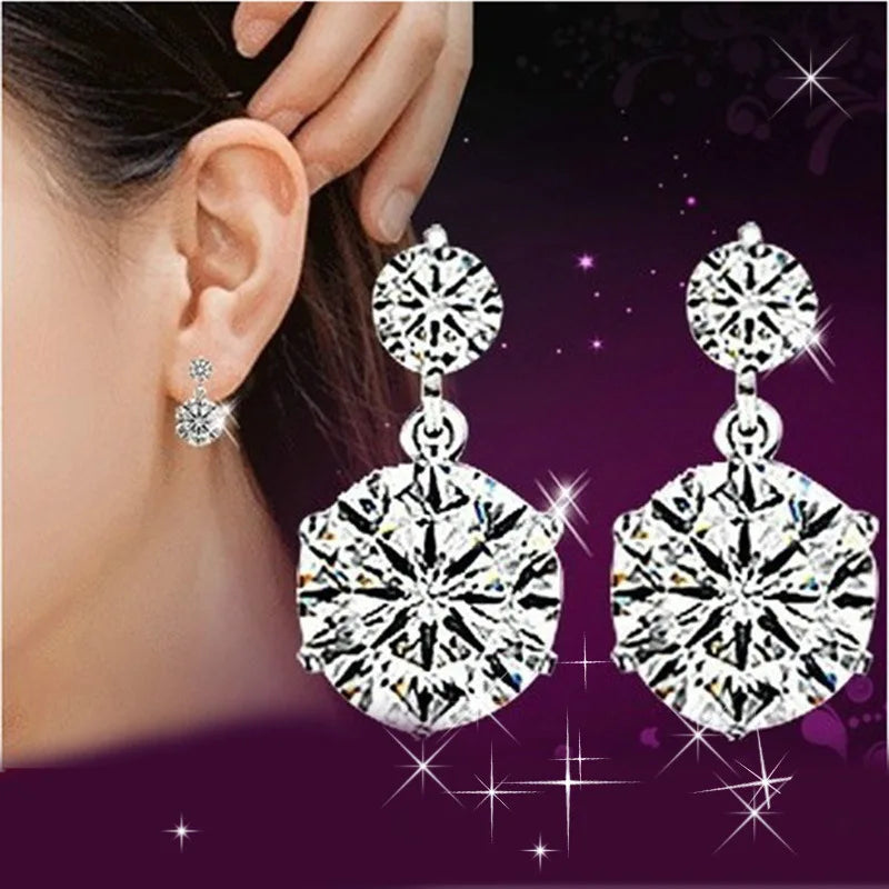Boucles d'oreilles en argent sterling 925 avec fleur brillant