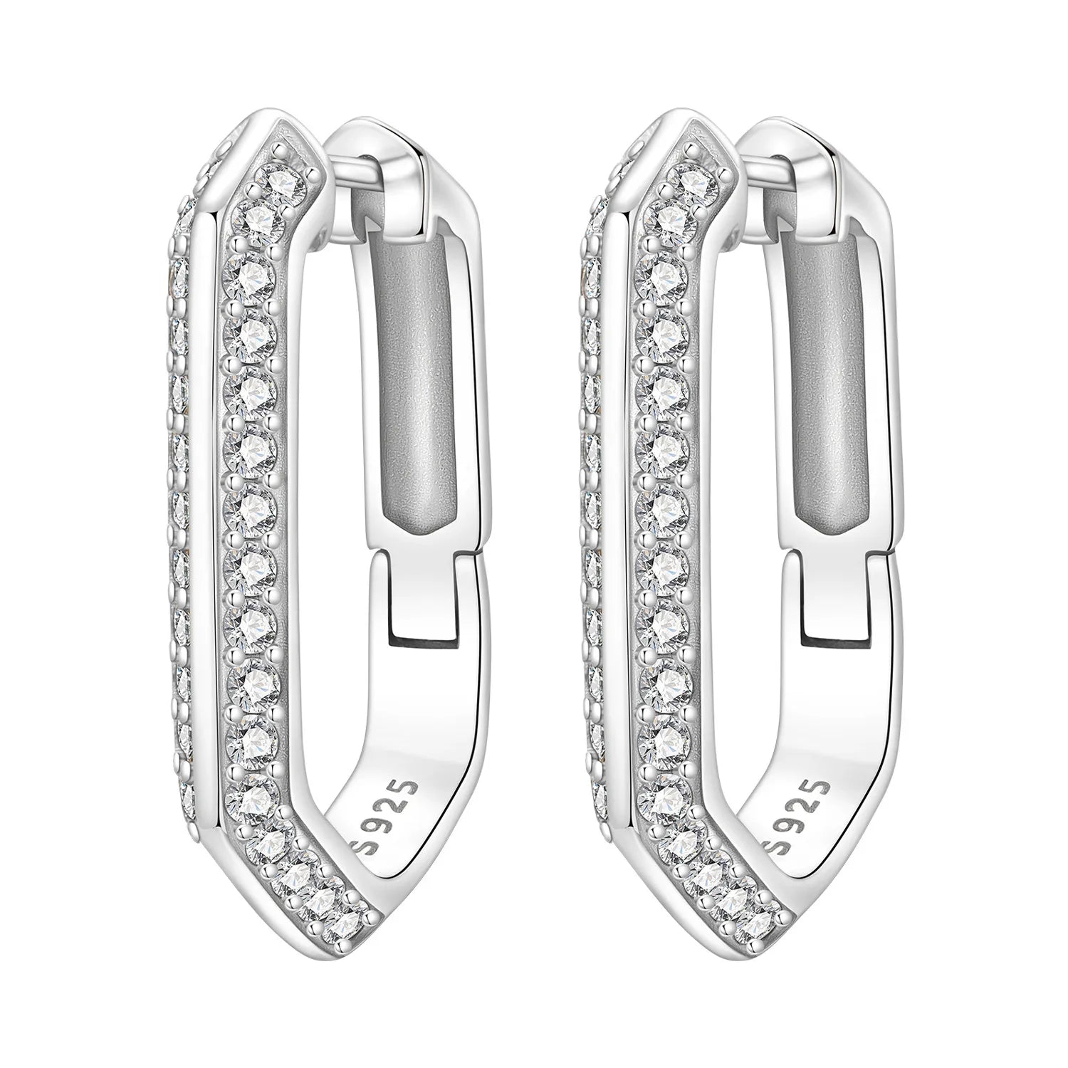 Boucles d'oreilles en argent sterling 925  minimaliste avec zircon bleu