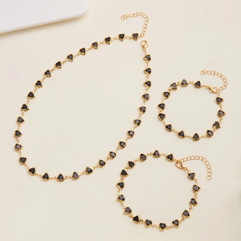 Bracelet ensemble pendentif cerise rouge, bracelet de cheville, collier