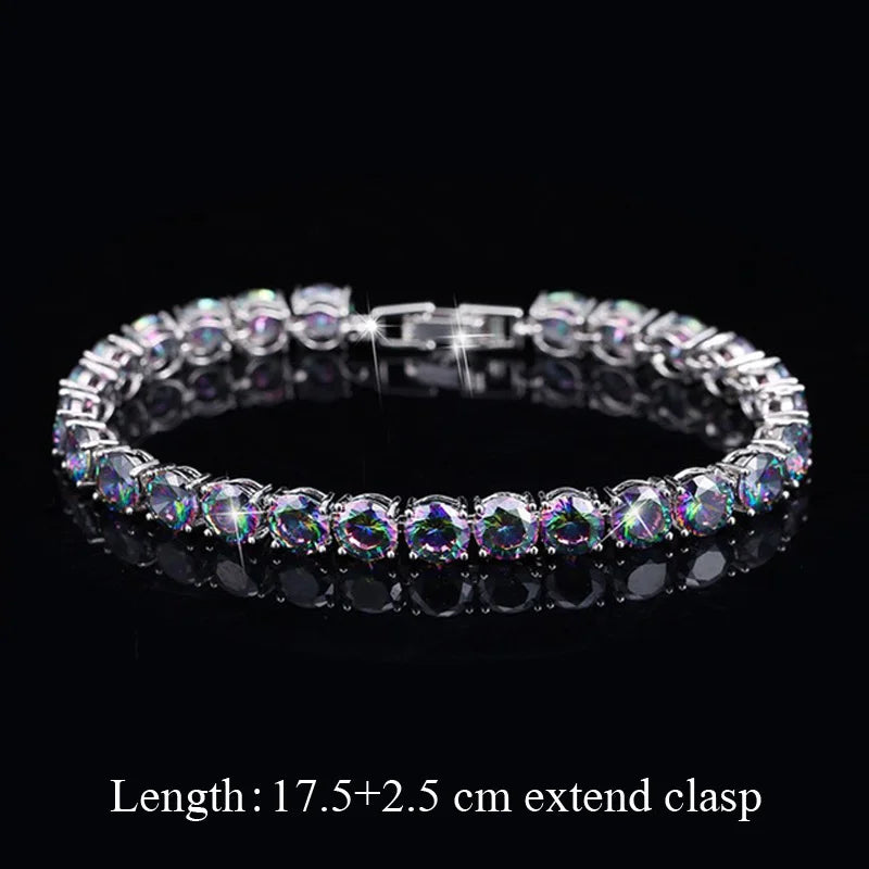 Bracelets Fashion de soirée, bijoux avec pierres en cristal CZ arc-en-ciel