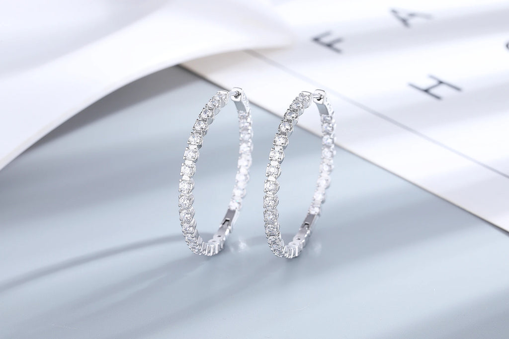 Boucles d'oreilles créoles grandes rondes 39 mm en argent Sterling 925