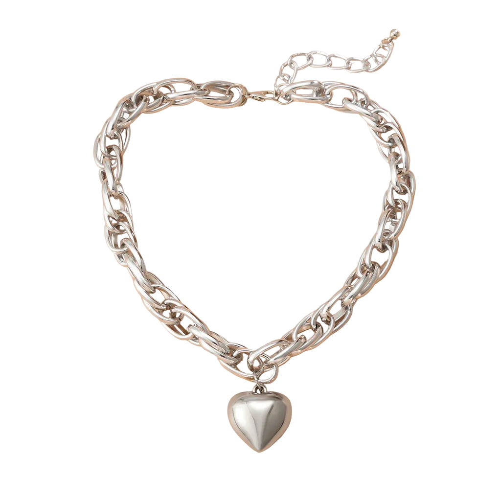 Collier épais à chaîne croisée avec pendentif cœur hip hop fantasy