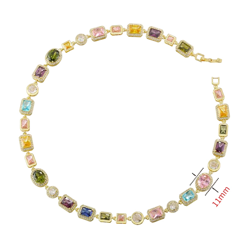 Bracelet en Pierre Semi-Précieuse Mosaïque Plaqué Or 18K