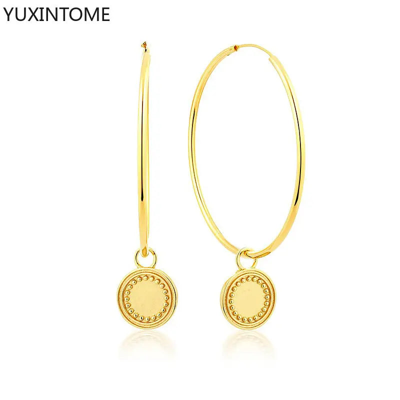 Boucles d'oreilles créoles de luxe en argent sterling 925  grandes boucles rondes