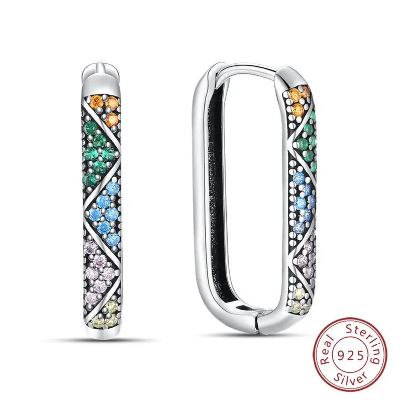 Boucles d'oreilles en argent sterling 925 brillant multicolores