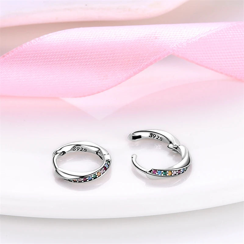Boucles d'oreilles en argent sterling 925 brillant multicolores