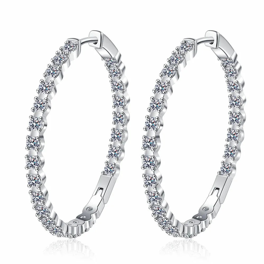 Boucles d'oreilles créoles grandes rondes 39 mm en argent Sterling 925