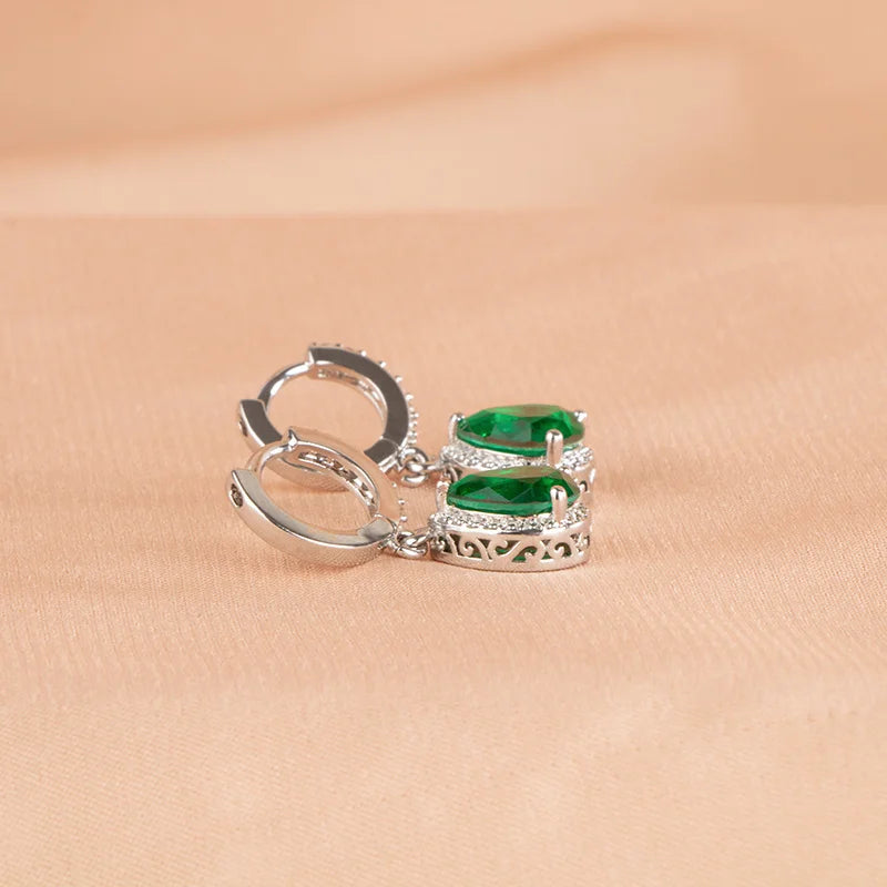 Boucles d'oreilles pendantes argent Sterling 925 en pierres précieuses tourmaline Paraiba brésilienne