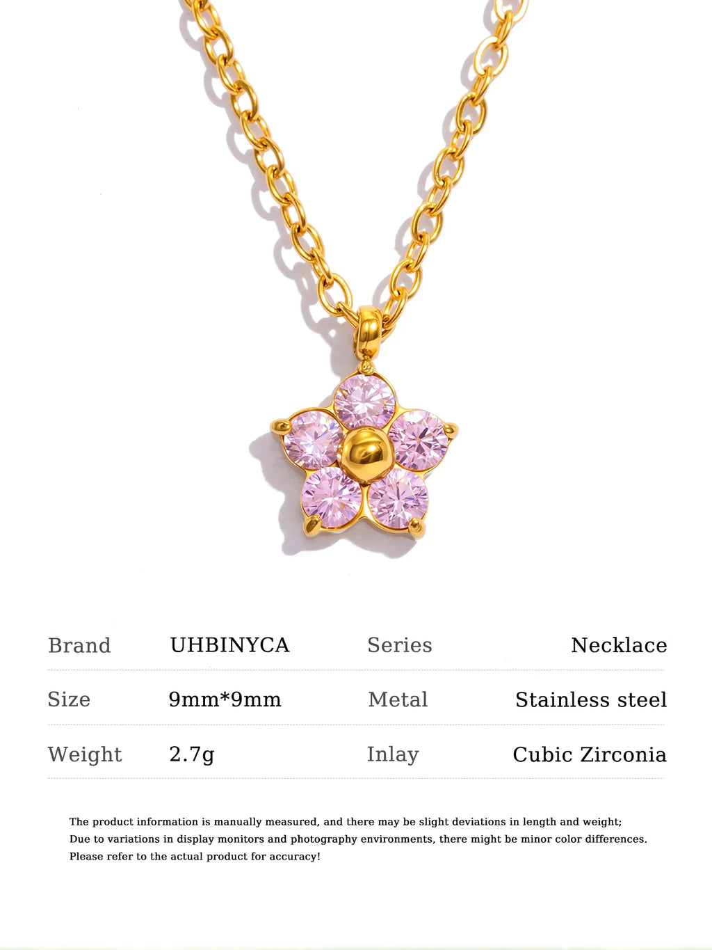 Collier pendentif  fleur de prunier plaqué or 18 carats