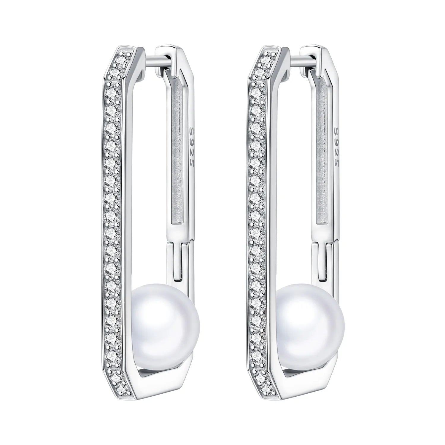 Boucles d'oreilles en argent sterling 925  minimaliste avec zircon bleu