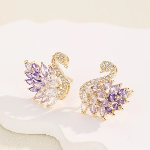 Boucles d'oreilles couleur forme cygne