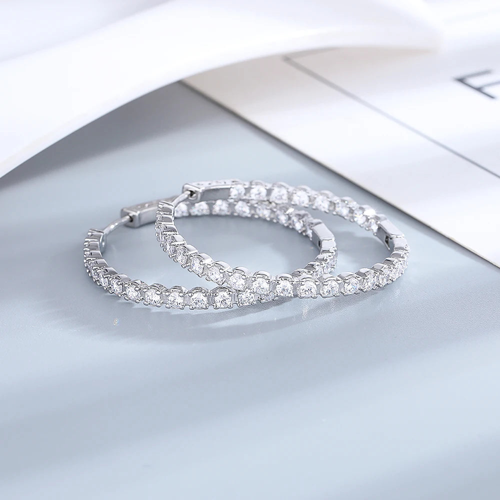 Boucles d'oreilles créoles grandes rondes 39 mm en argent Sterling 925