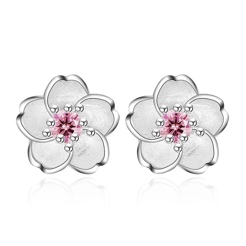 Ensemble de bijoux en argent sterling 925 véritable avec cristal fleur