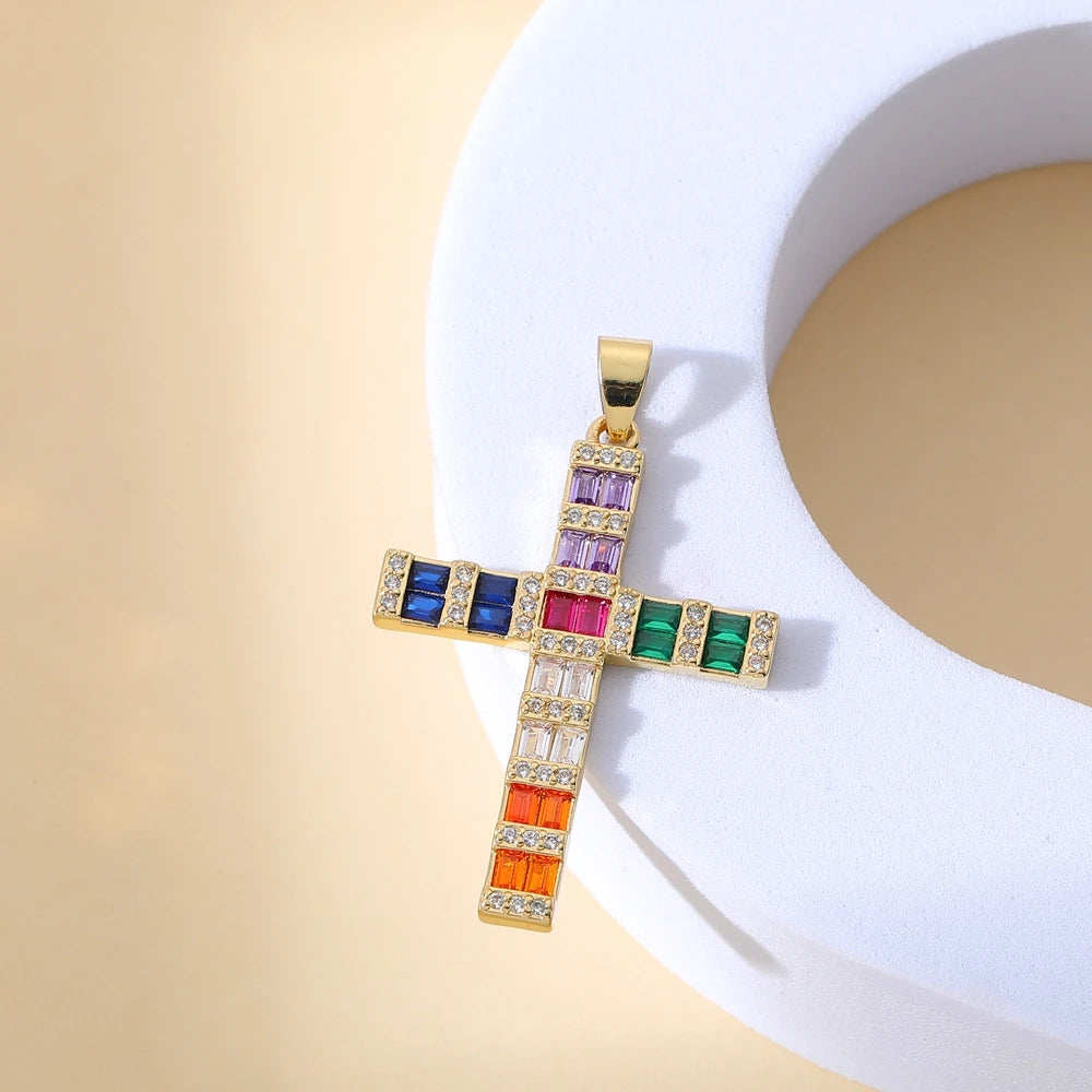 Pendentif croix en plaqué or 18K