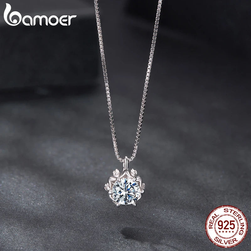 Collier bourgeon de fleur moissanite 0,5 carat pendentif en argent sterling 925 avec chaîne à maillons