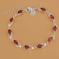Bracelet en argent sterling 925 zircon rouge de haute qualité