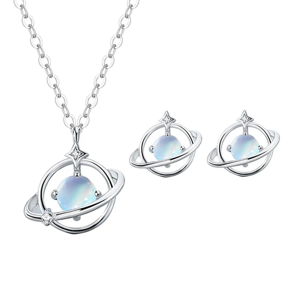 Collier en forme de cœur coloré en argent sterling 925, boucles d'oreilles, bague