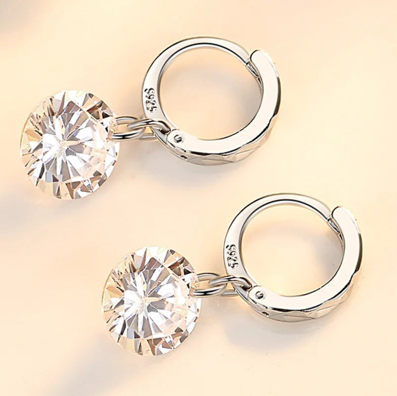Boucles d'oreilles en moissanite certifiée de haute qualité en argent pur sterling 925, total 4 ct