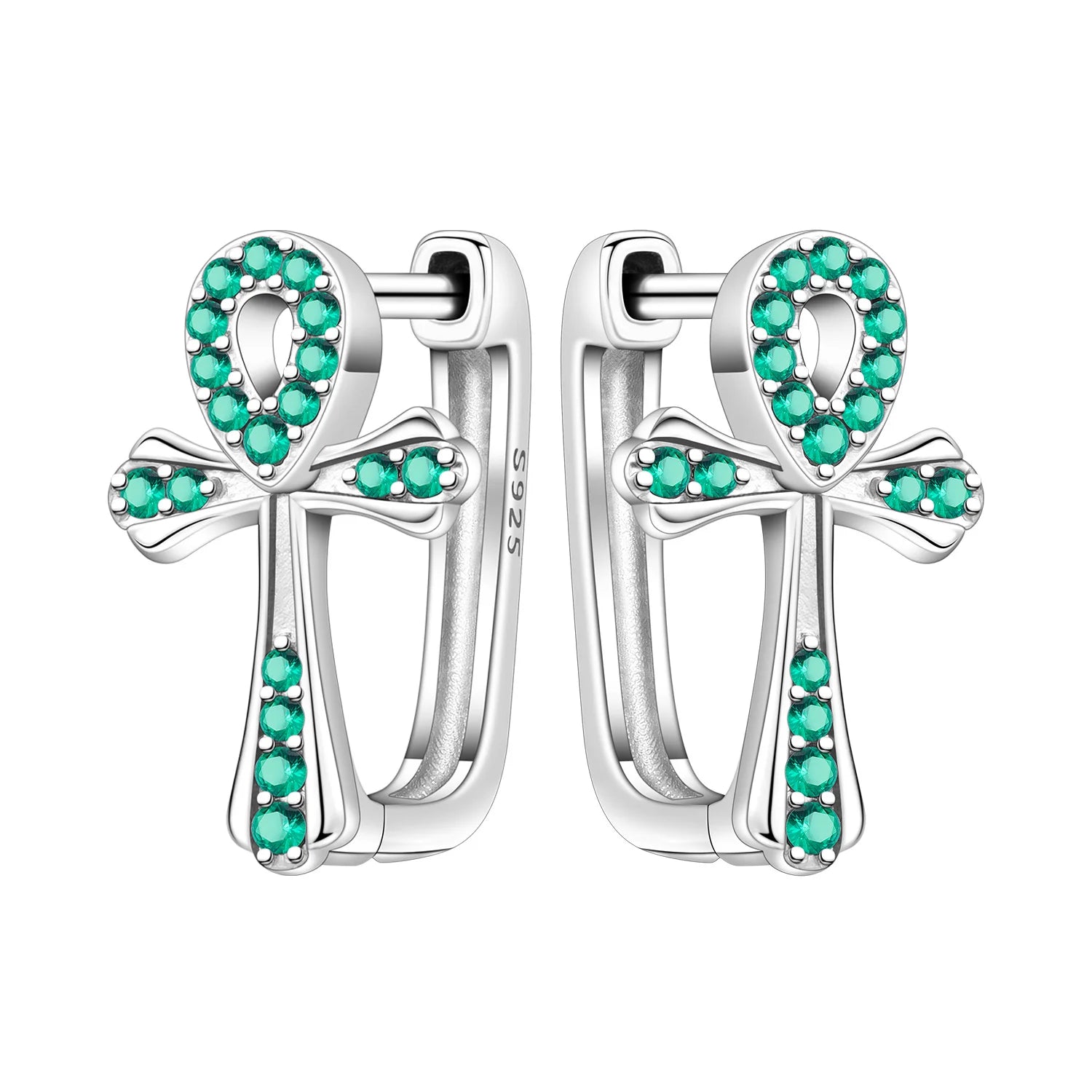 Boucles d'oreilles en argent sterling 925  minimaliste avec zircon bleu