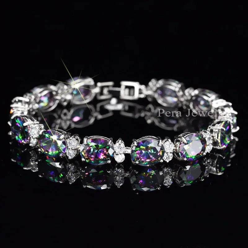 Bracelets Fashion de soirée, bijoux avec pierres en cristal CZ arc-en-ciel