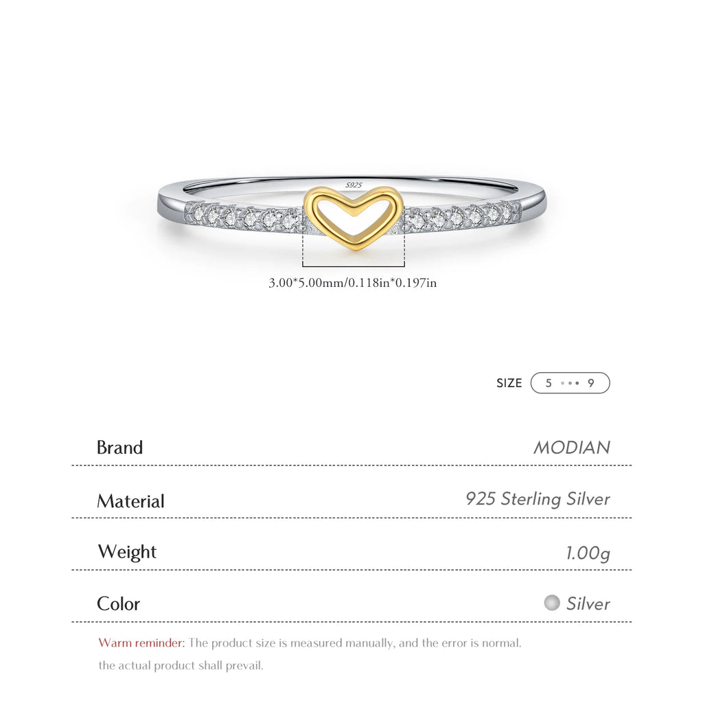 Bague  cœur romantique en argent Sterling 925