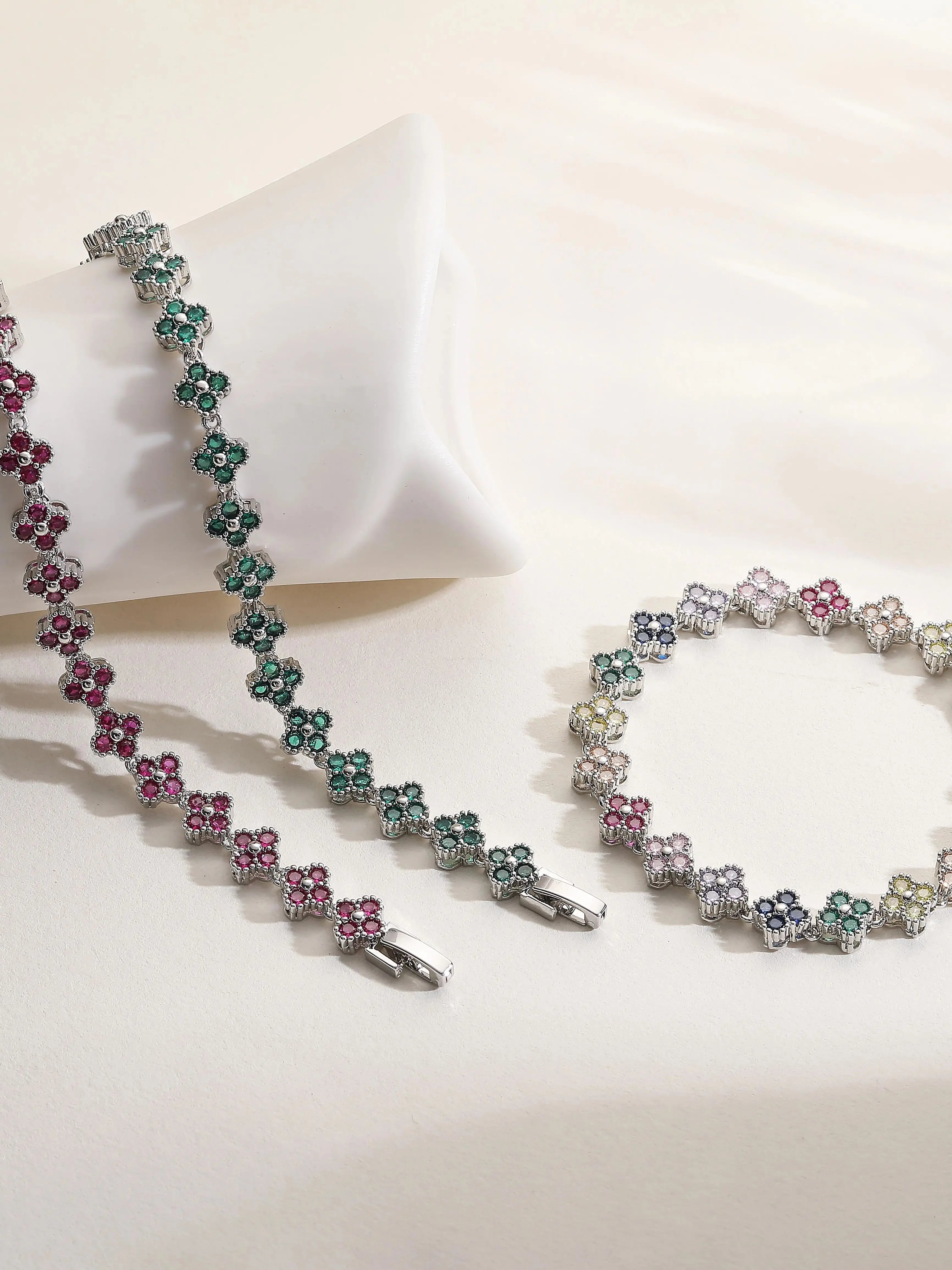 Bracelet  18k Plaquée or bijoux zircon cubique  multicolore