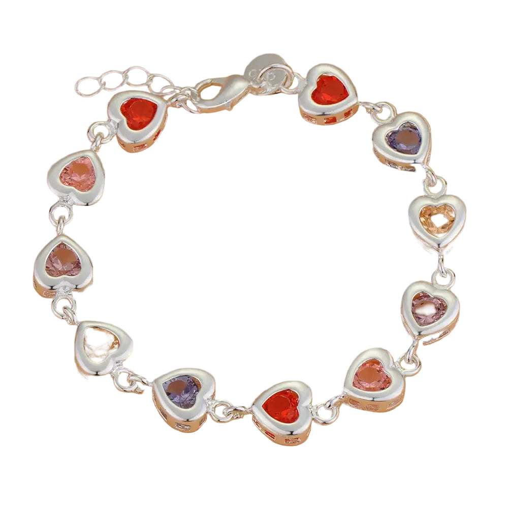 Bracelet en argent sterling 925 zircon rouge de haute qualité