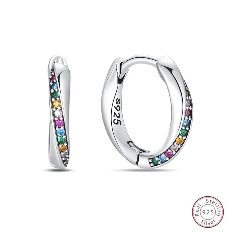 Boucles d'oreilles en argent sterling 925 brillant multicolores