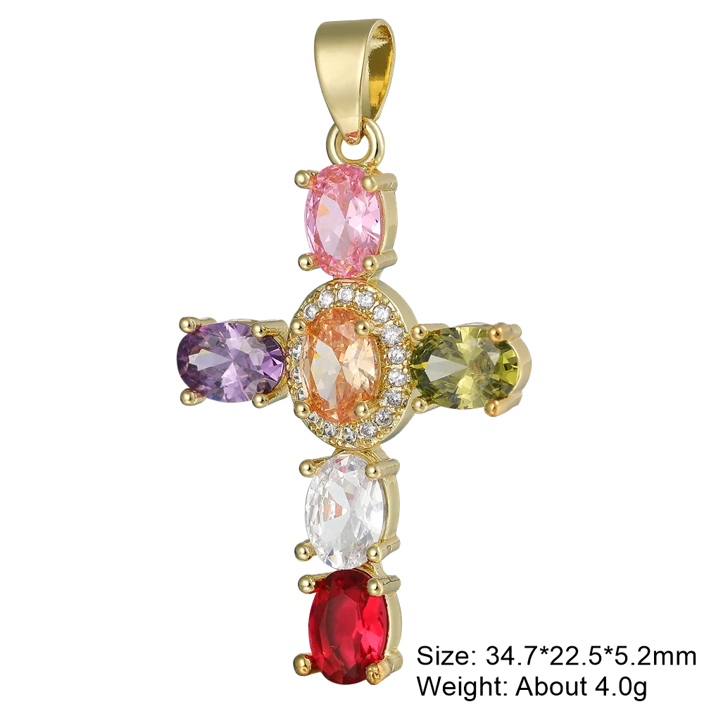 Pendentif croix en plaqué or 18K