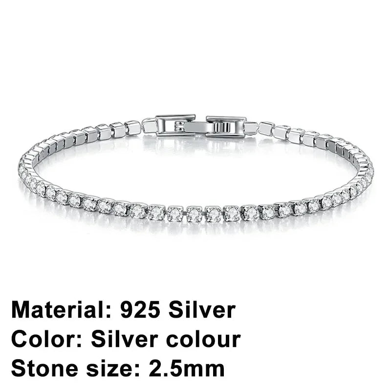Bracelet tennis en argent sterling 925, charme luxueux