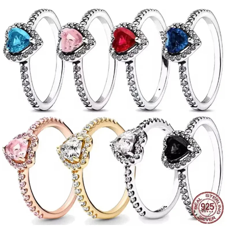 Bague plaqué or exquis en forme de cœur scintillante