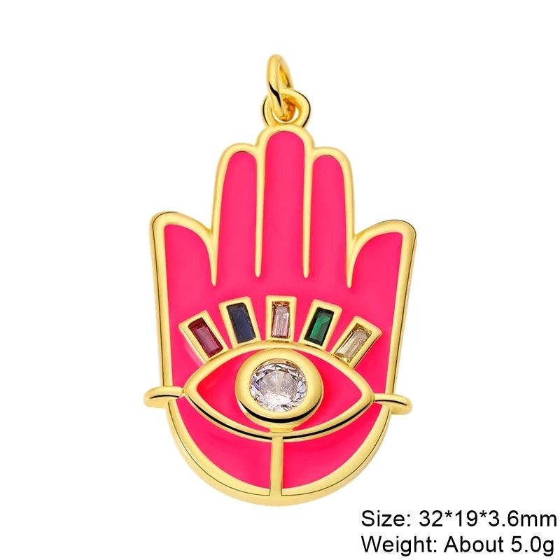 Charms ronds œil du mal turcs et grecs en coquillage d'opale plaqués or 18K