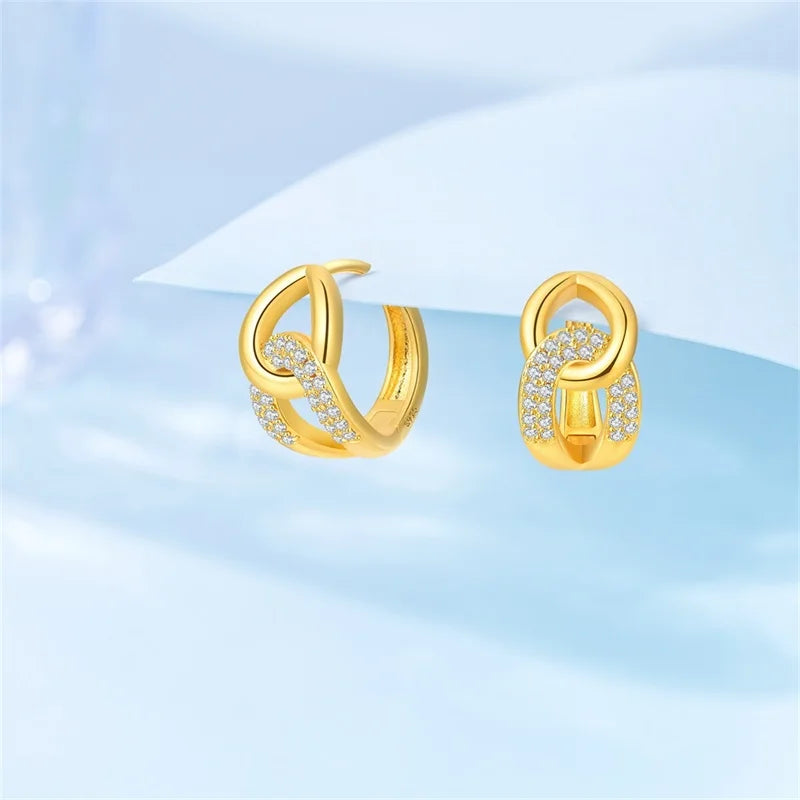 Boucles d'oreilles créoles en argent sterling 925 avec zircon scintillant