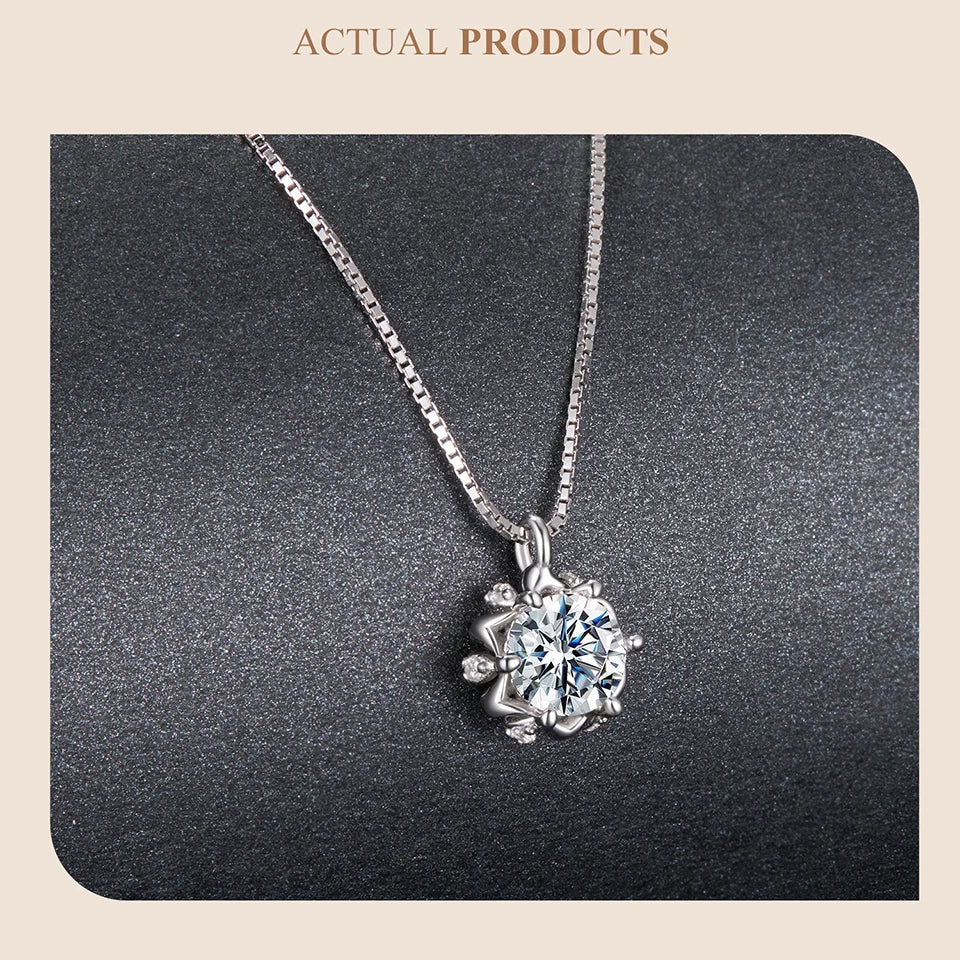 Collier bourgeon de fleur moissanite 0,5 carat pendentif en argent sterling 925 avec chaîne à maillons
