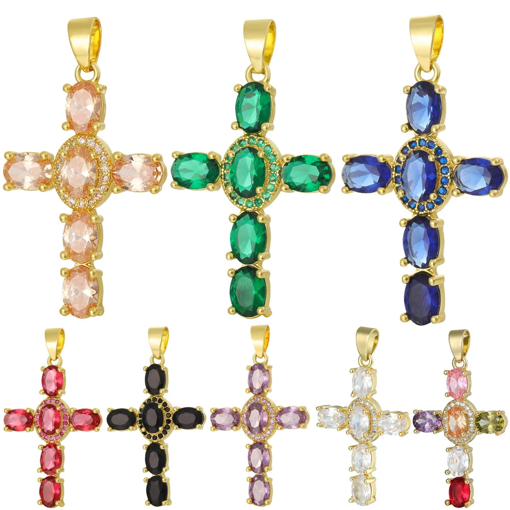 Pendentif croix en plaqué or 18K