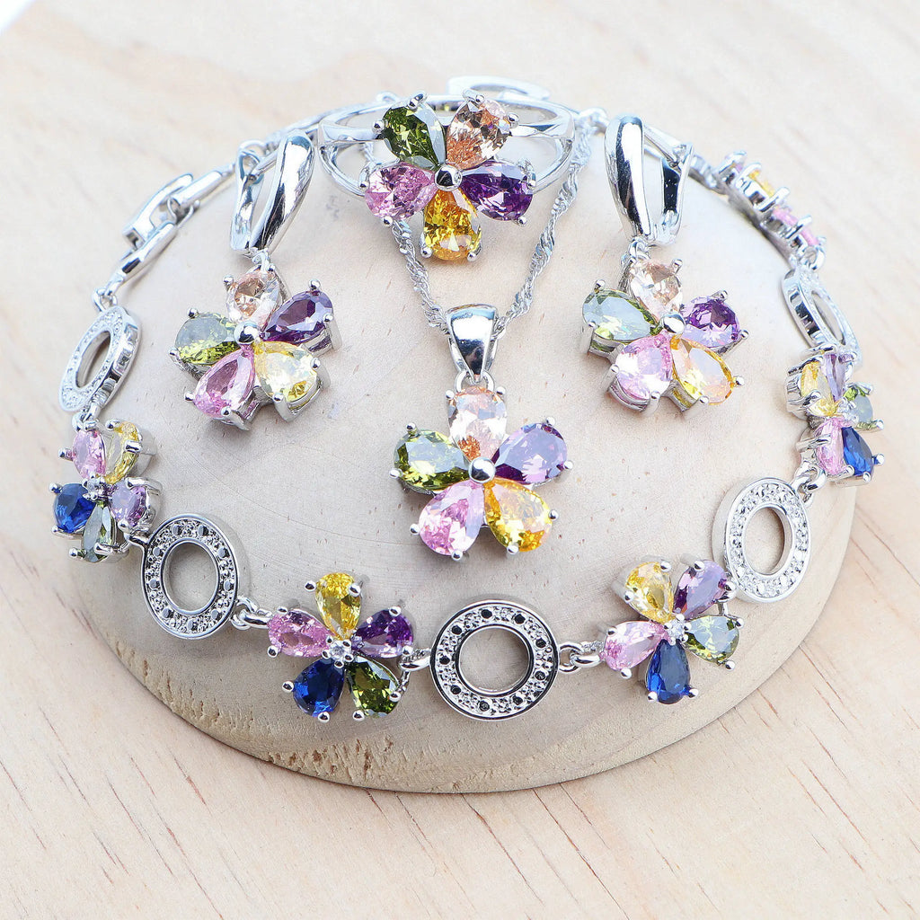 Ensembles de bijoux en argent sterling 925 Boucles d'oreilles colorées