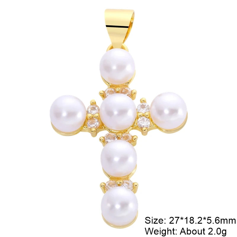 Pendentif croix en plaqué or 18K