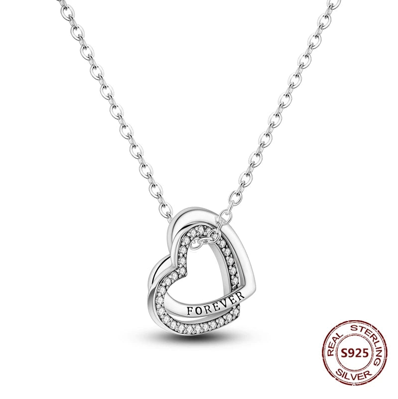 Collier cœur à cœur en argent sterling 925 pendentif cœur d'amour