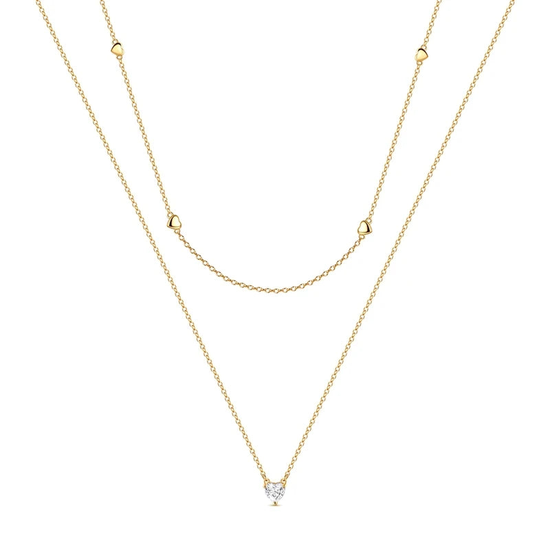 Collier cœur à cœur en argent sterling 925 pendentif cœur d'amour