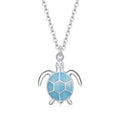 Collier pendentif tortue émail bleu ciel en argent sterling 925 Collier réglable