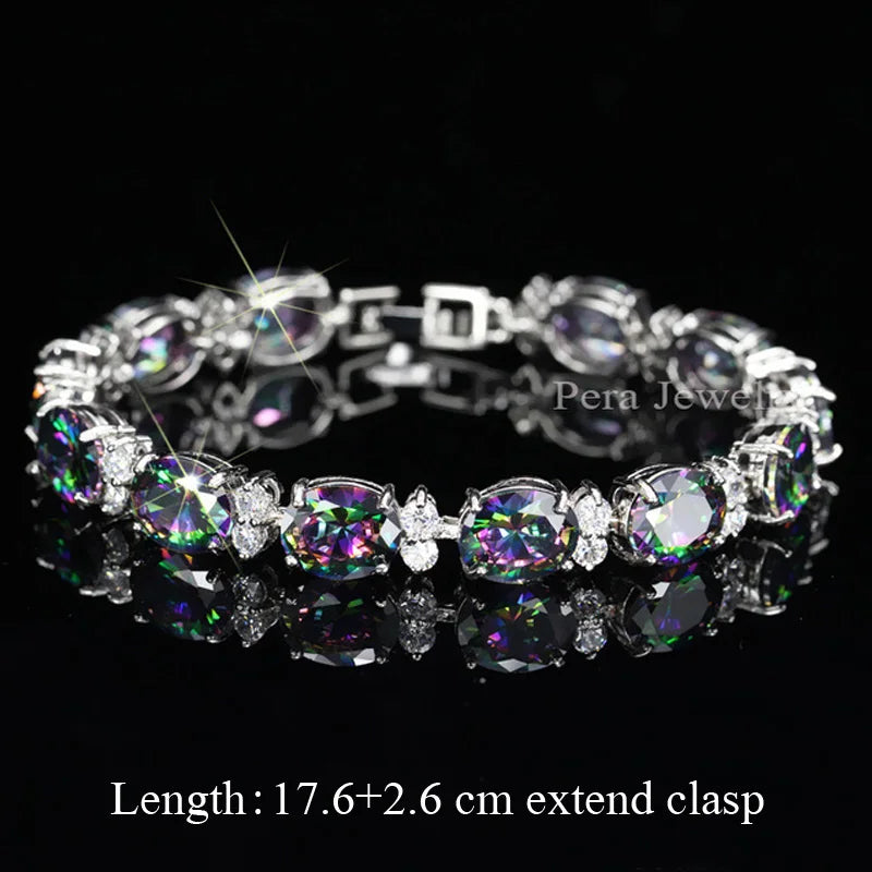 Bracelets Fashion de soirée, bijoux avec pierres en cristal CZ arc-en-ciel